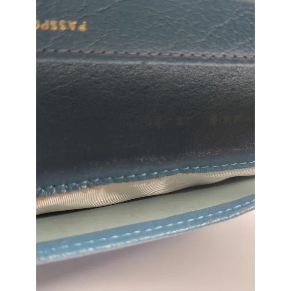 Prince Gardner Vintage Blue Leather Checkbook Wallet Passport Holder Cowhide